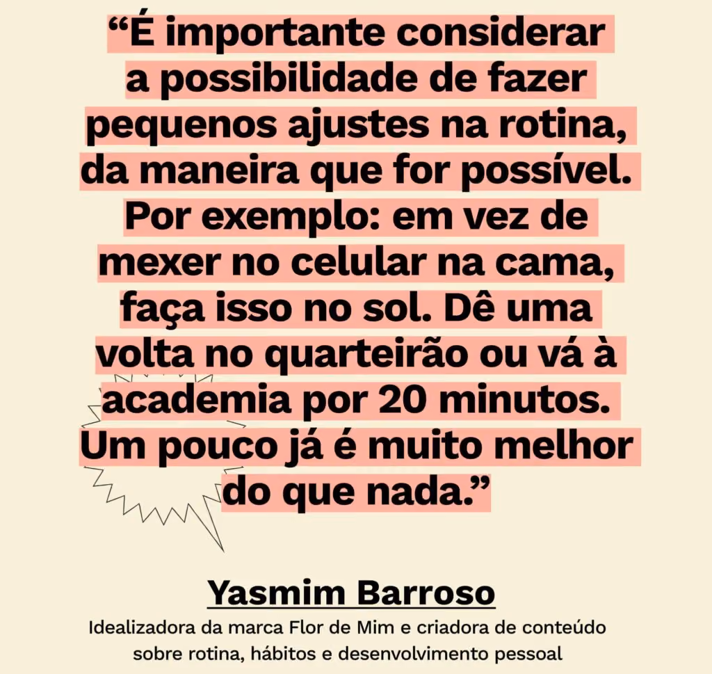 Frase do episódio Como ter hábitos saudáveis se estamos exaustas?, do podcast Desenrola
