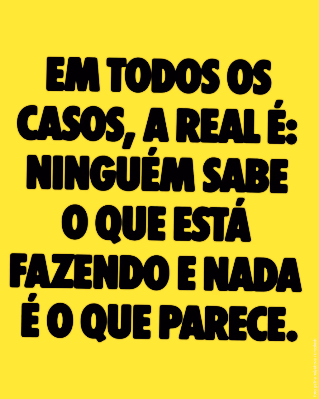 Em todos os casos, a real é:
ninguém sabe o que está fazendo e nada é o que parece.