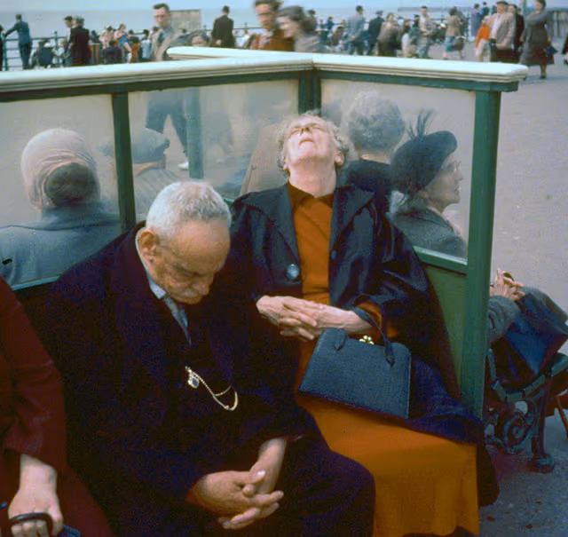 A couple having a nap after a busy day in the fresh air on the front at Blackpool. (Photo by John Chillingworth/Getty Images)