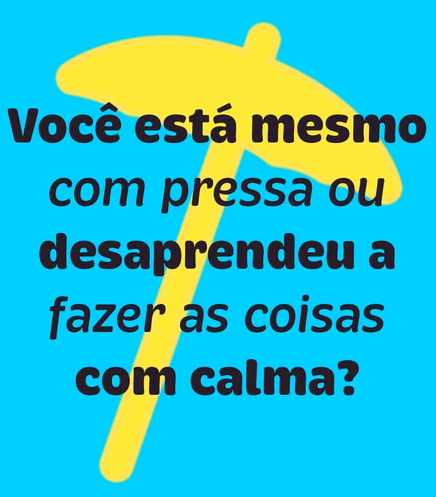 Você está mesmo com pressa ou desaprendeu a fazer as coisas com calma?